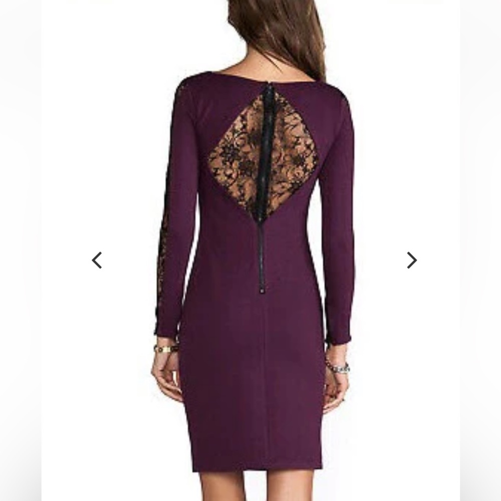 EUC Alice & Oliva Dionne Strong Shoulder Diamond Back dress in deep grape 2